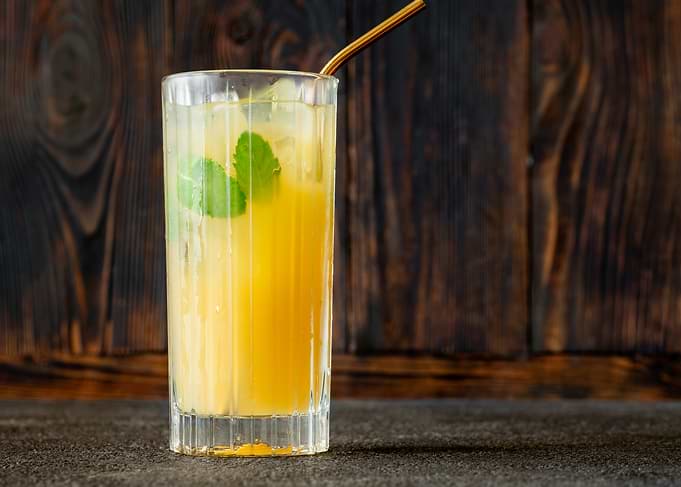 Refreshing Yellow Drink with Mint