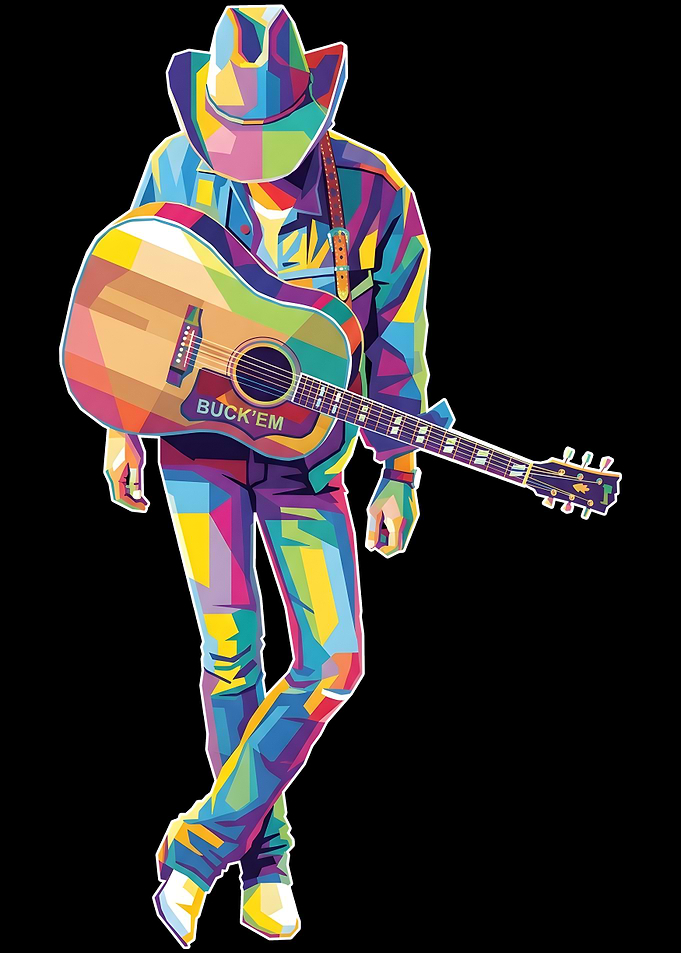 Dwight Yoakam Colorful Cowboy with Guitar