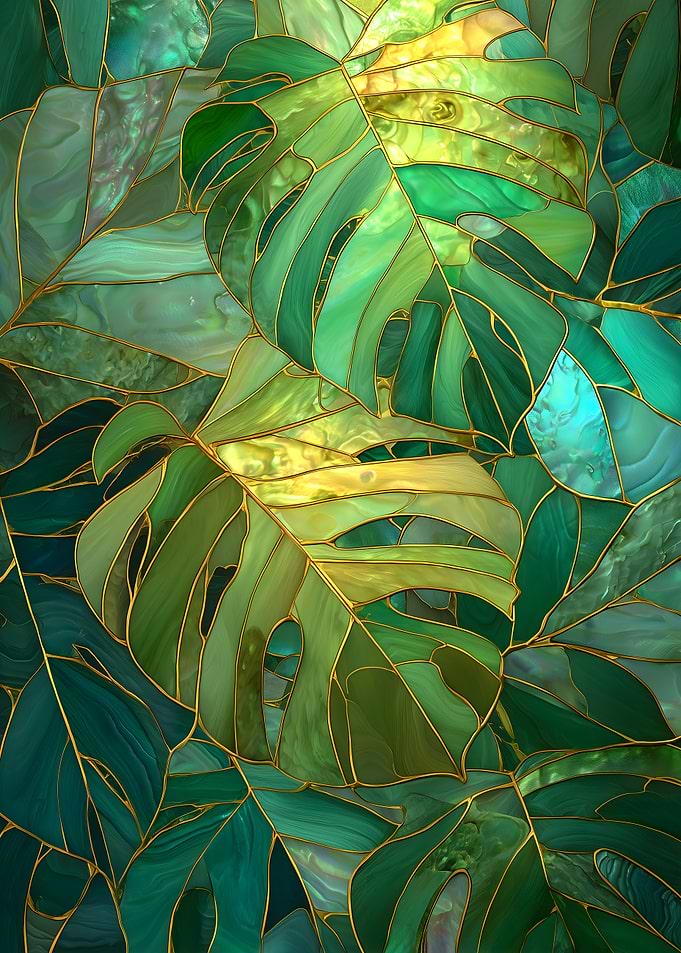 Stained Glass Monstera Leaves