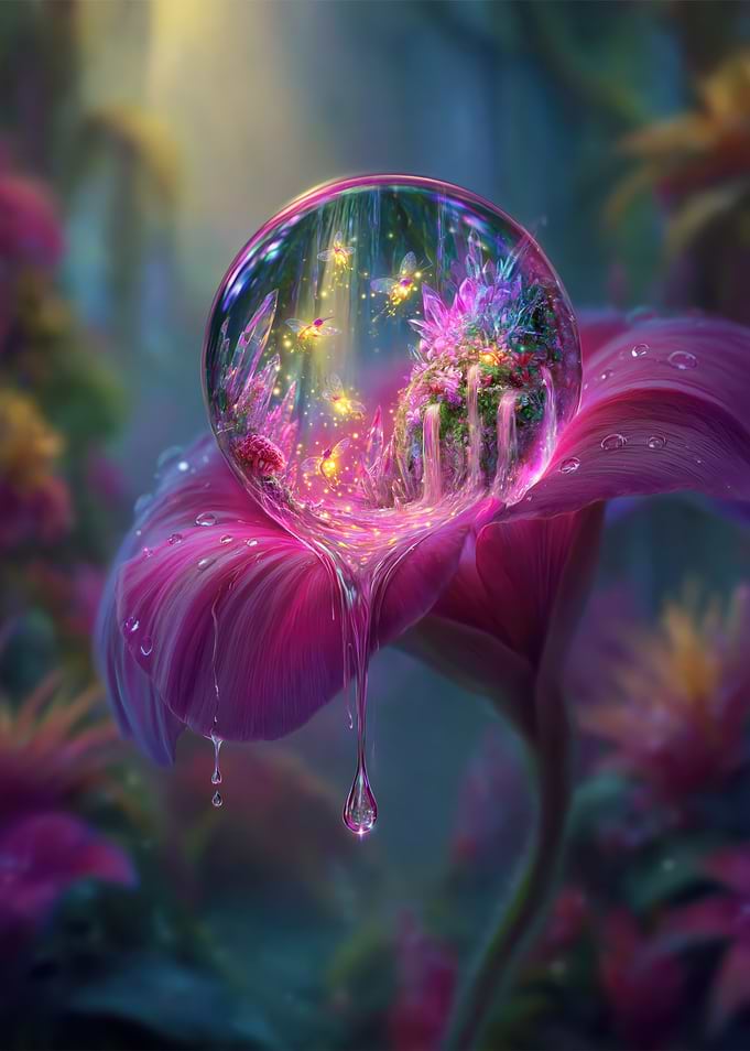 Magical Fairy World in a Water Droplet