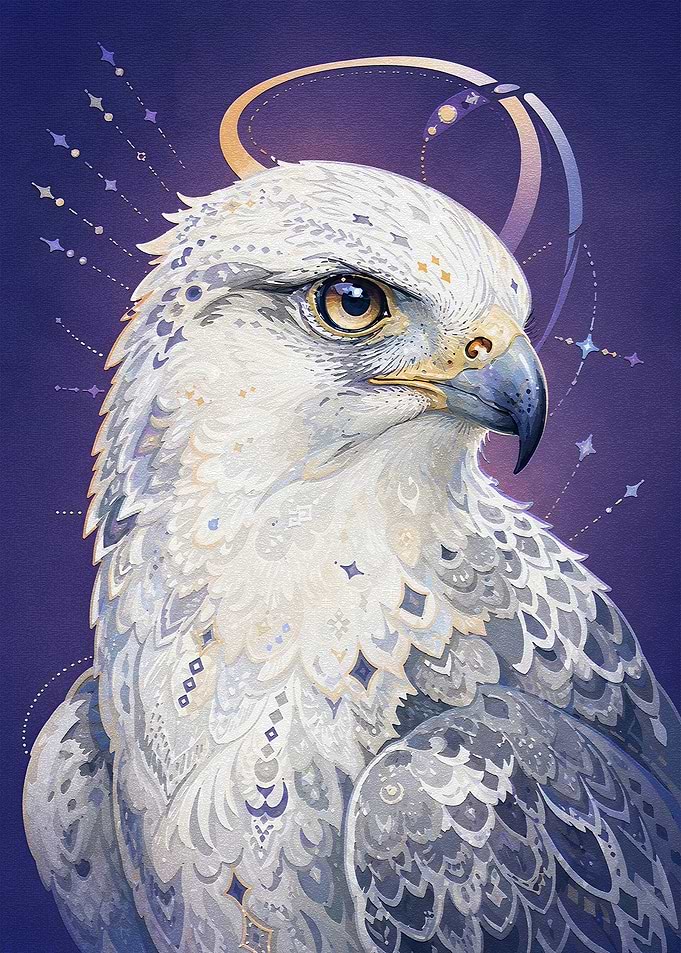 Majestic White Eagle with Celestial Halo