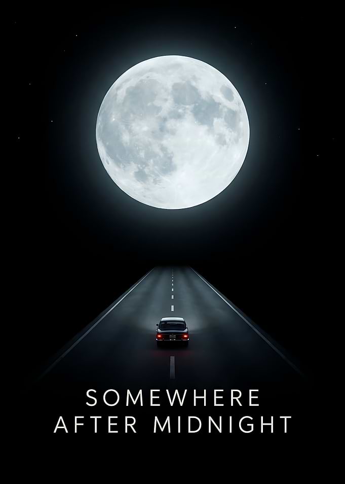 Somewhere After Midnight Night Drive Poster Moon Road Car Wall Art Driver Print Dark Aesthetic Decor