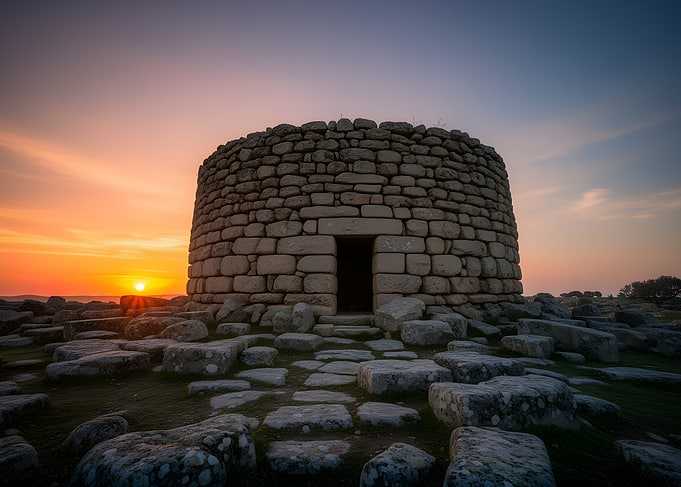 Ancient Nuraghe at Sunset