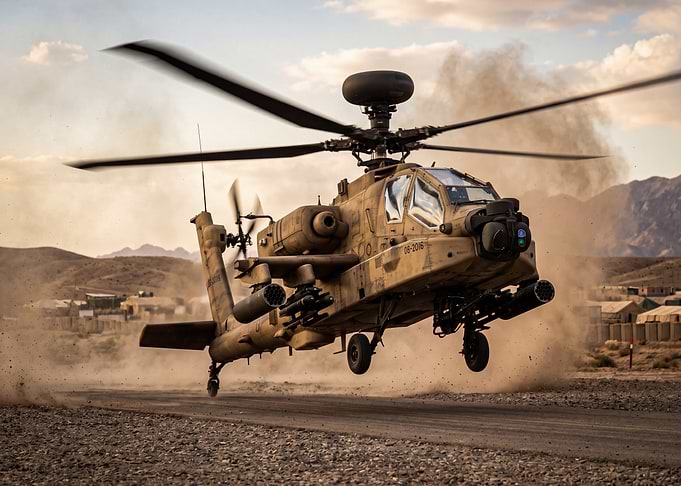 Apache Helicopter Taking Off