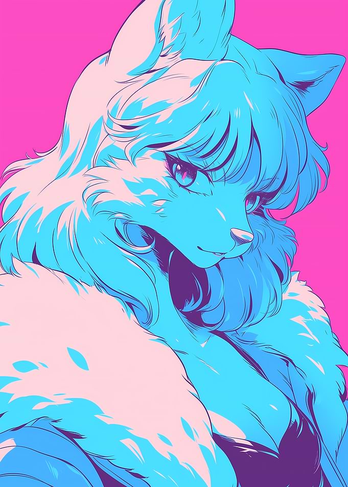 Stylized Anime Wolf Portrait