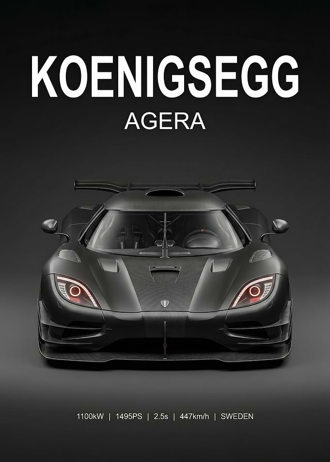 angry black Koenigsegg Agera Car poster
