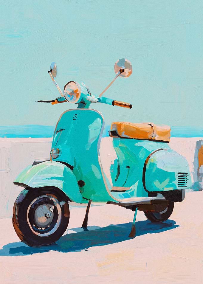 Turquoise Scooter by the Sea