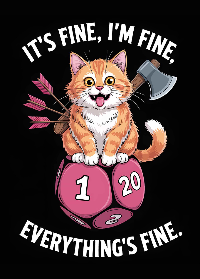 Funny Cat with D20 Dice
