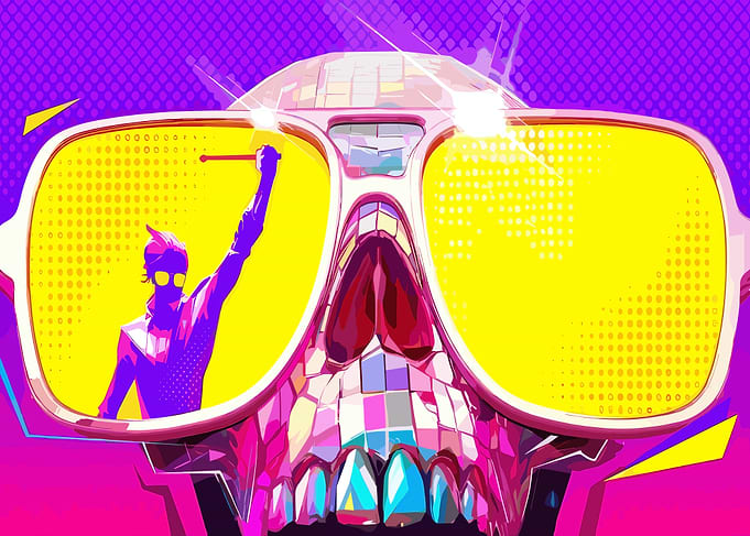 Skull with Sunglasses and Figure