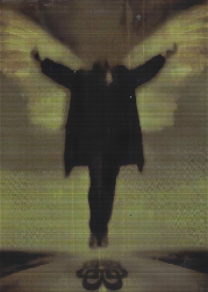 Silhouette of a person with arms outstretched
