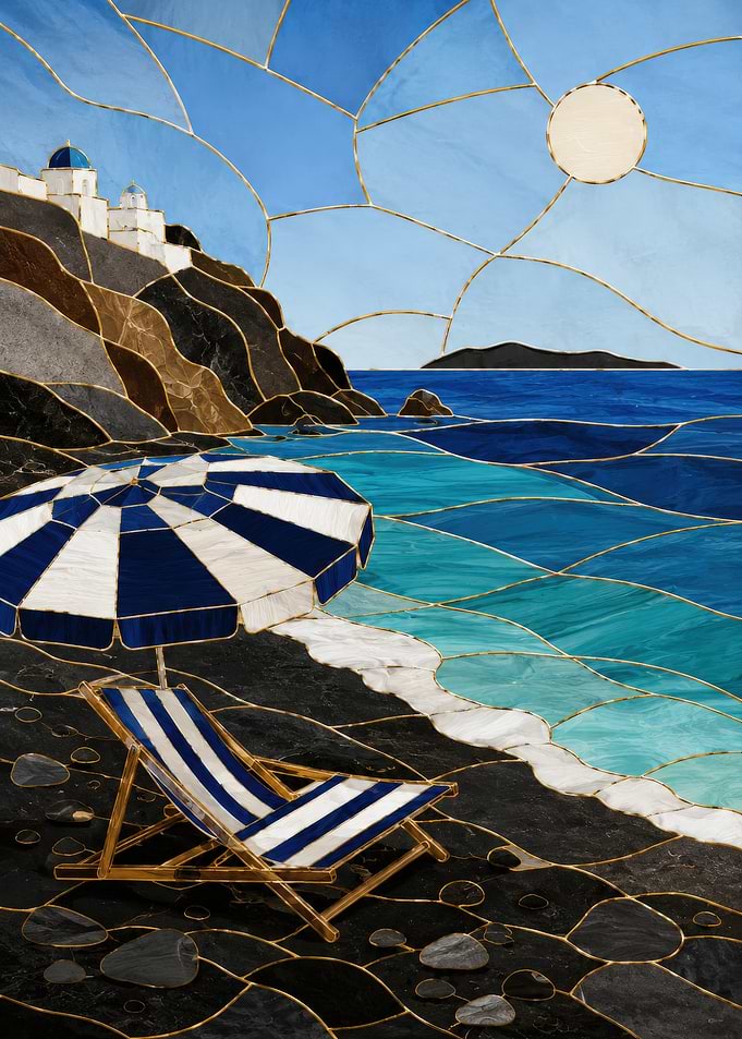 Stained Glass Beach Scene