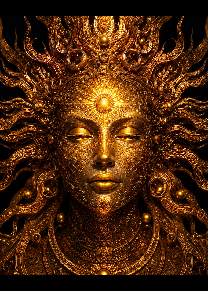 Golden Sun God Face