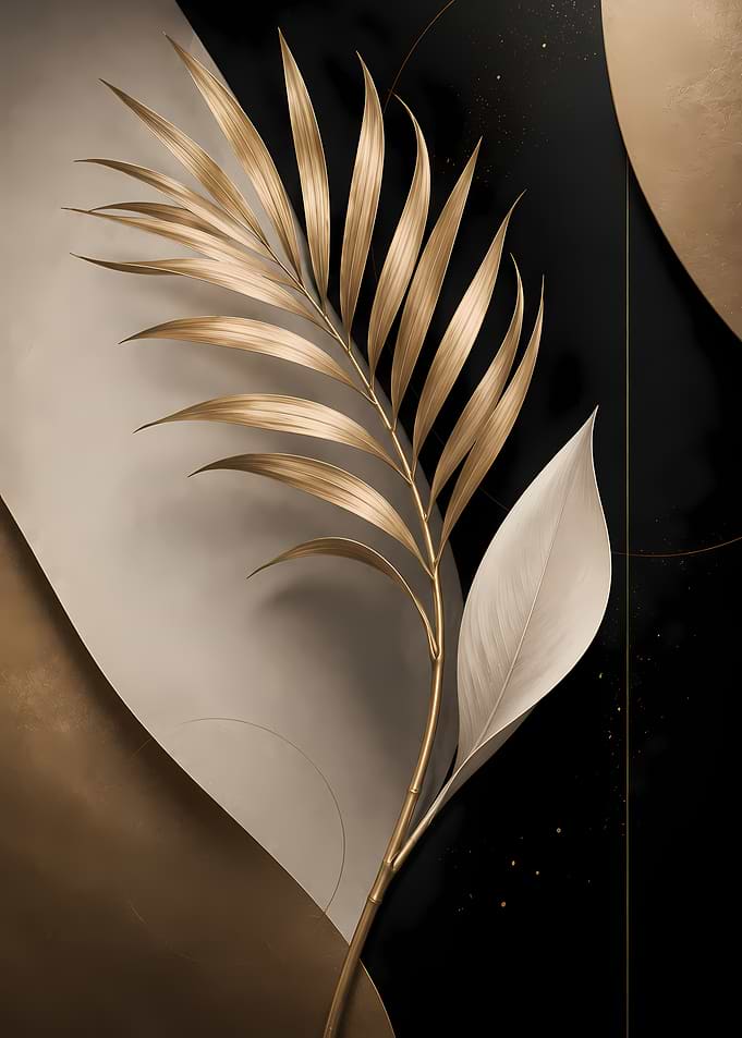 Golden Palm Leaf Abstract