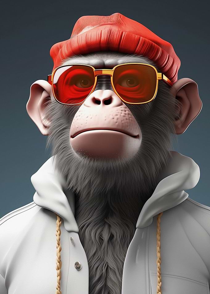 Cool Monkey Wearing Beanie and Sunglasses