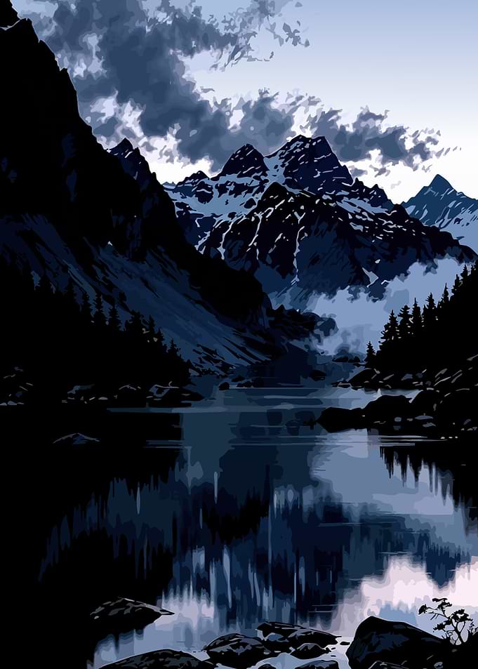 Serene Mountain Lake at Dusk