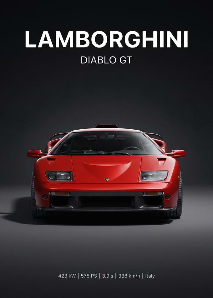 Lamborghini Diablo GT Poster