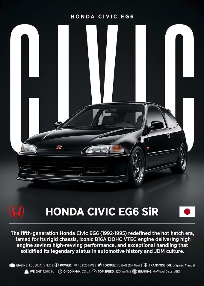 Honda Civic EG6 SiR Poster
