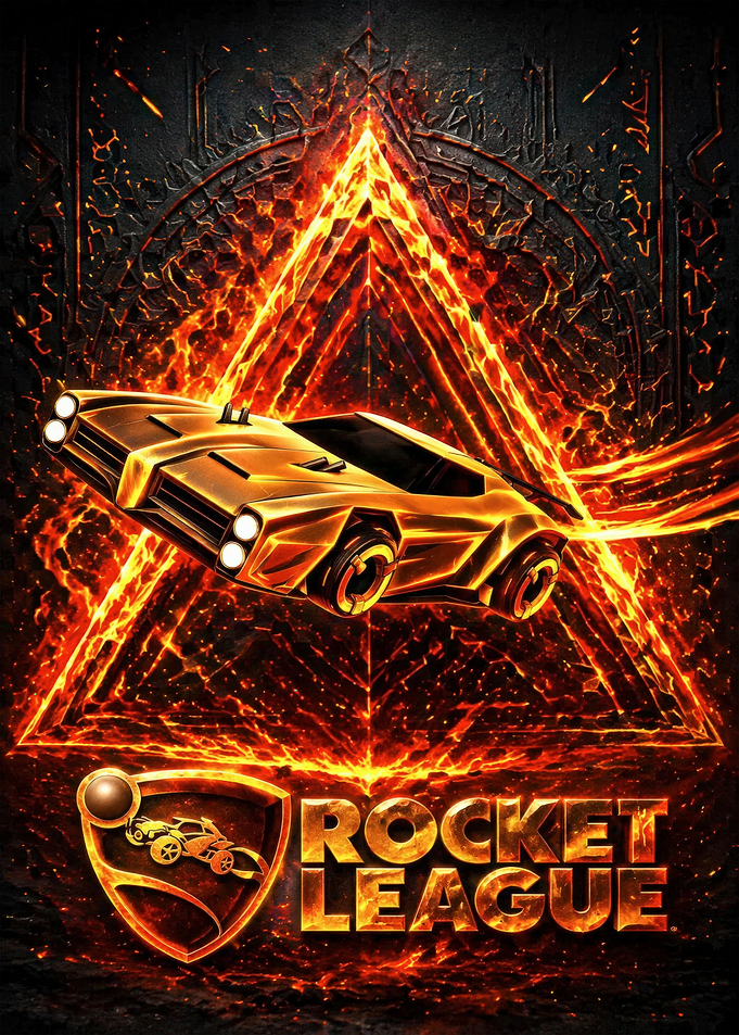 Rocket League Golden Car Fire Art