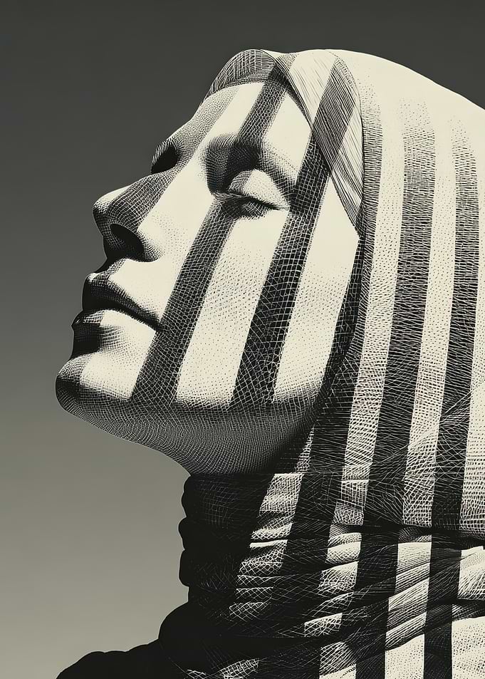 Striking Portrait with Striped Overlay