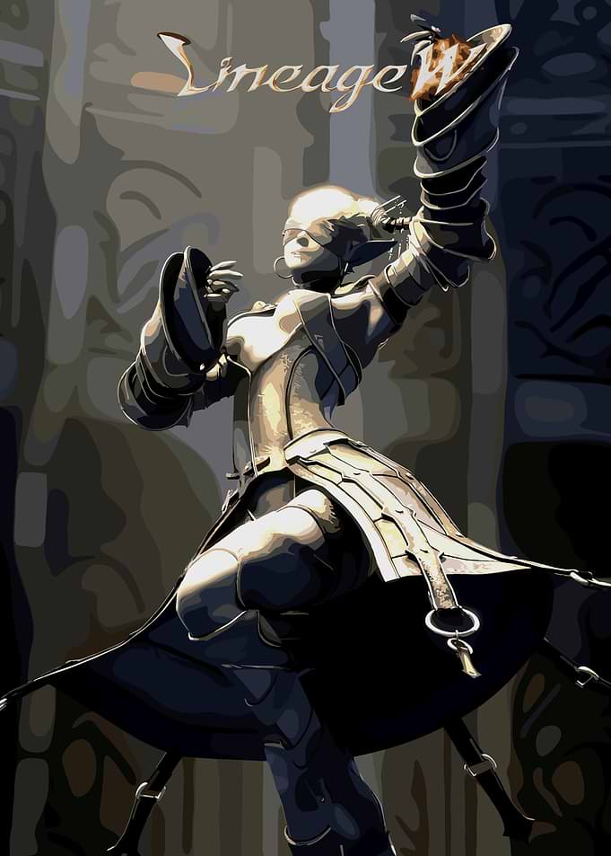 Lineage W Character with Torch Game Poster