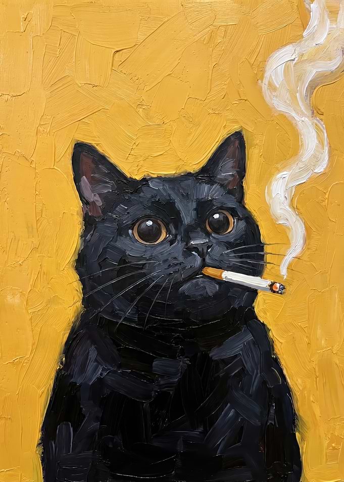 Black Cat Smoking Cigarette