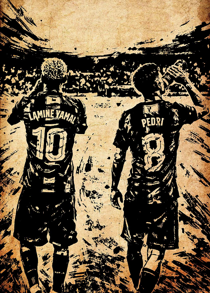 Football Players Lamine Yamal and Pedri