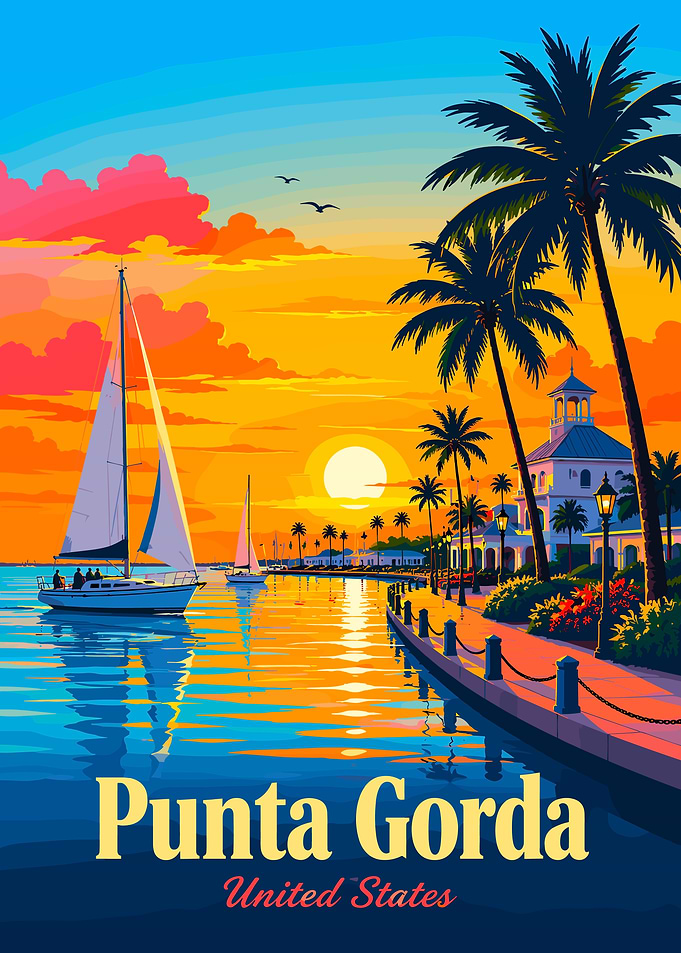 Punta Gorda Sunset Sailboat Scene