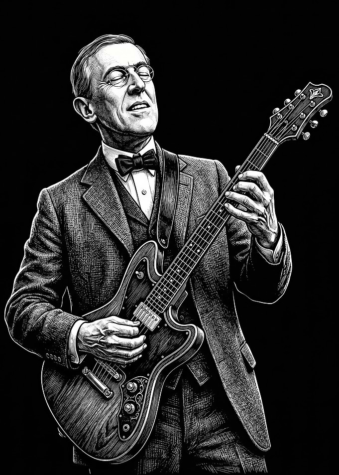Woodrow Wilson Playing Electric Guitar