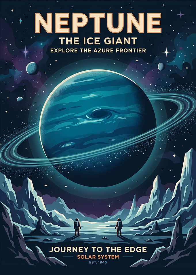Neptune Space Exploration Poster