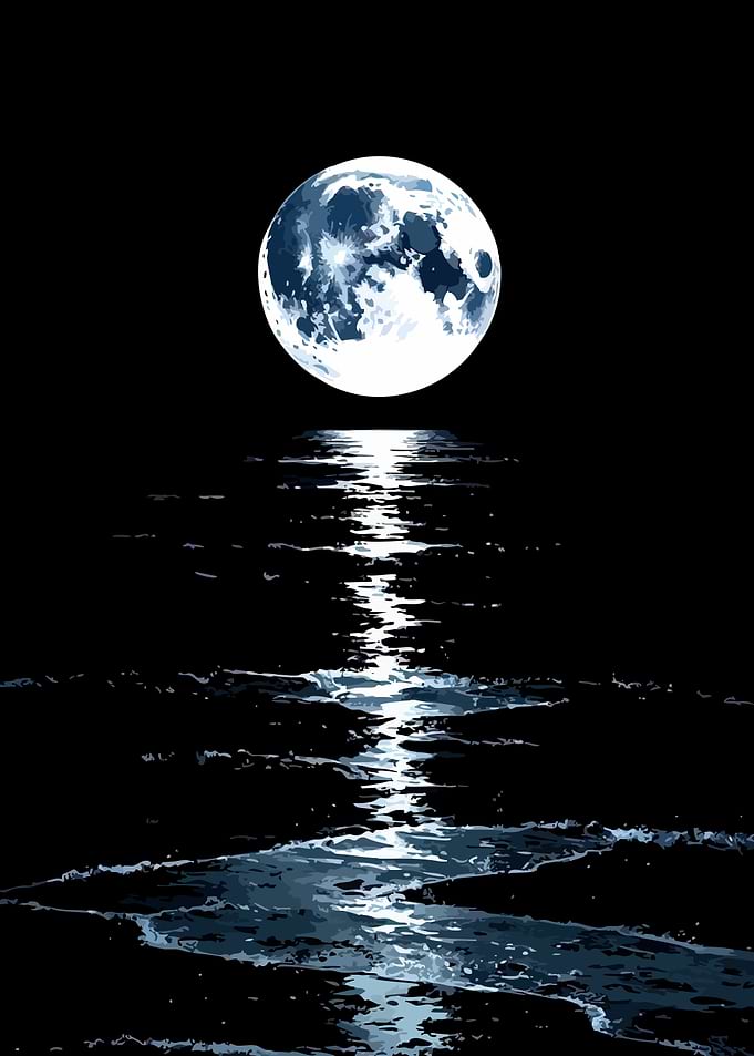 Moonlit Ocean Reflection