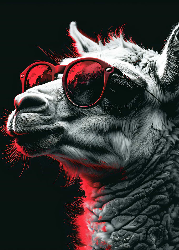 Cool Llama Wearing Red Sunglasses