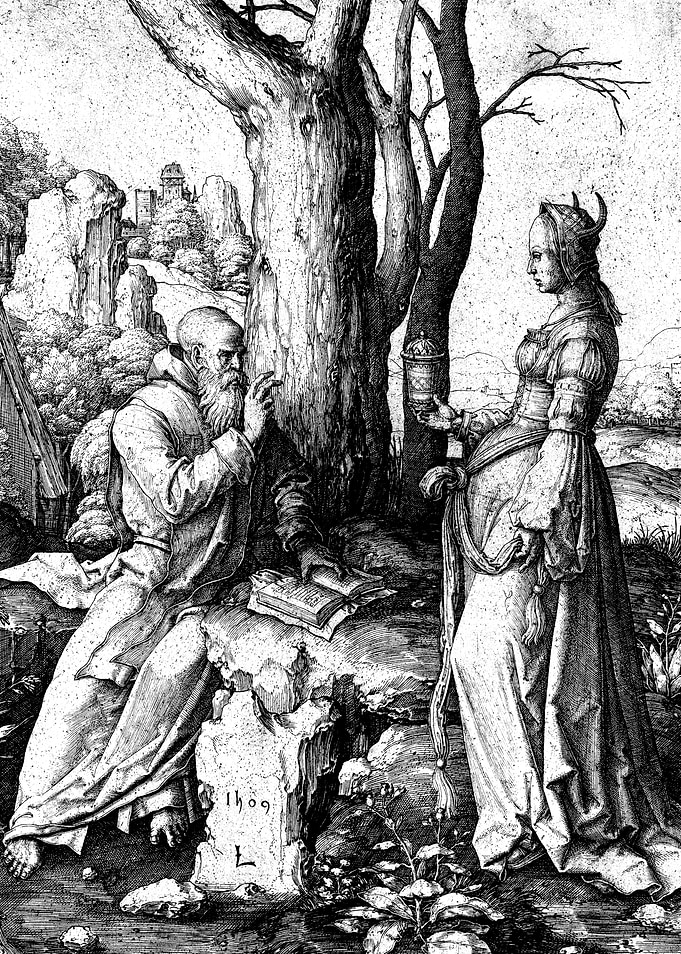 The Temptation of Saint Anthony by Lucas van Leyden Christian Saint Engraving