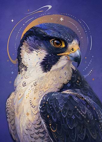Celestial Peregrine Falcon Portrait