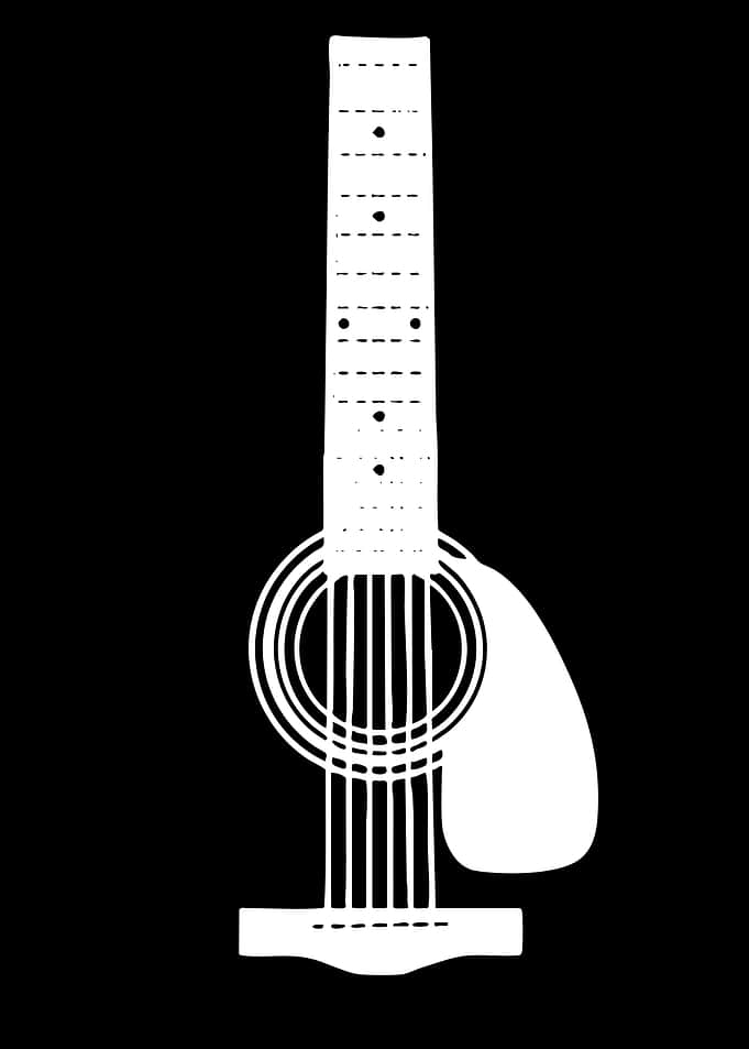 White Guitar Silhouette on Black