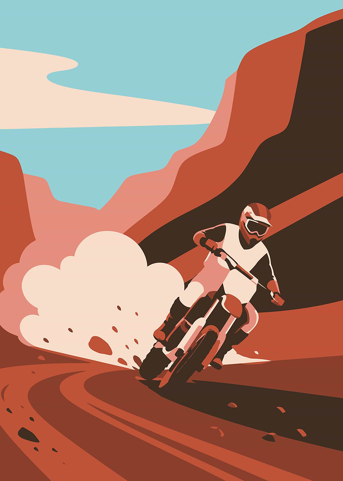 Motocross Rider in Desert Landscape