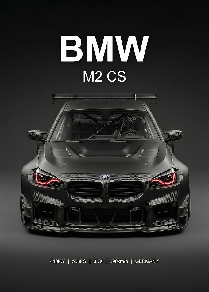 angry black bmw m2 g87 cs Race Car poster