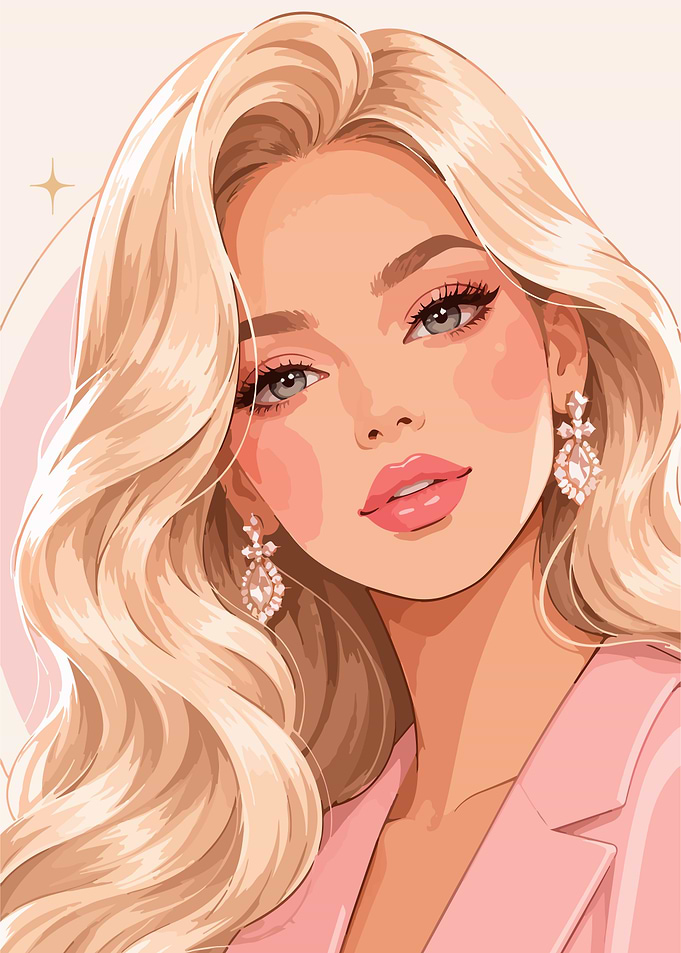 Glamorous Woman with Blonde Hair and Earrings