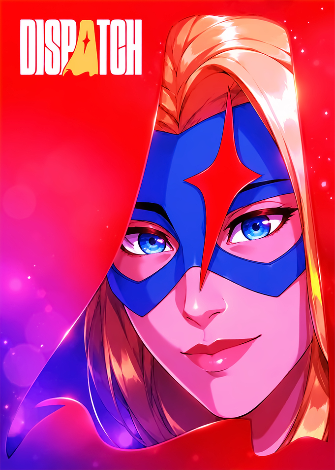 Superheroine with Mask and Red Cape
