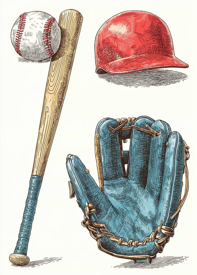 Baseball Equipment Illustration