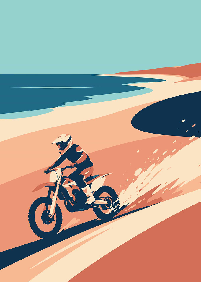 Motocross Rider on a Beach