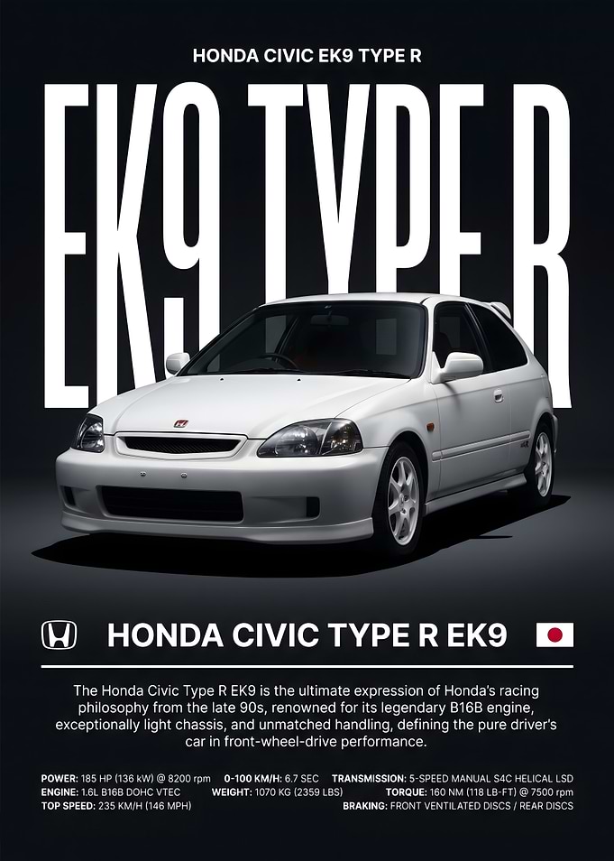 Honda Civic Type R EK9 Poster