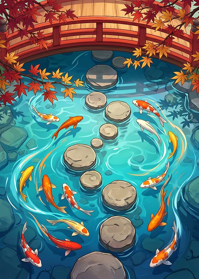 Autumn Harmony Zen Koi Art