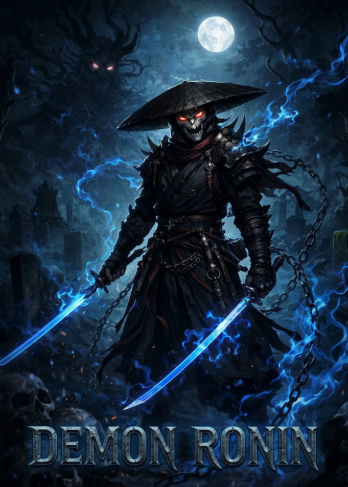 Demon Ronin with Blue Swords