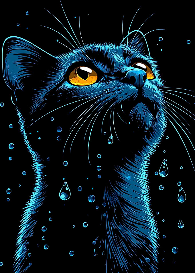 Black Cat in Rain