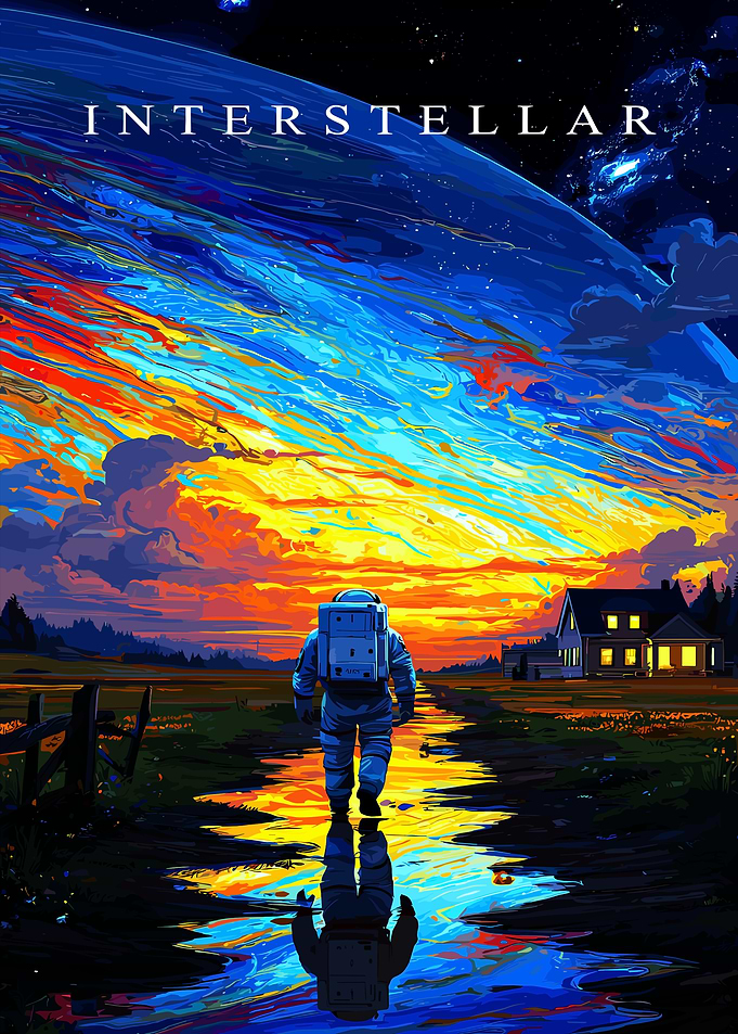 Interstellar Astronaut Walking Towards House