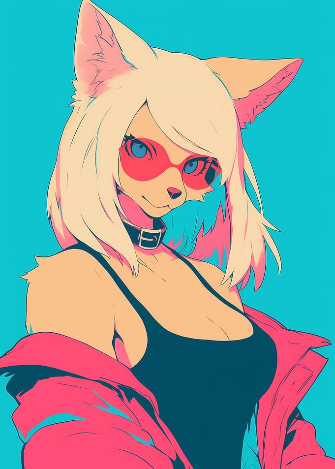 Anime Fox Girl in Pink Jacket