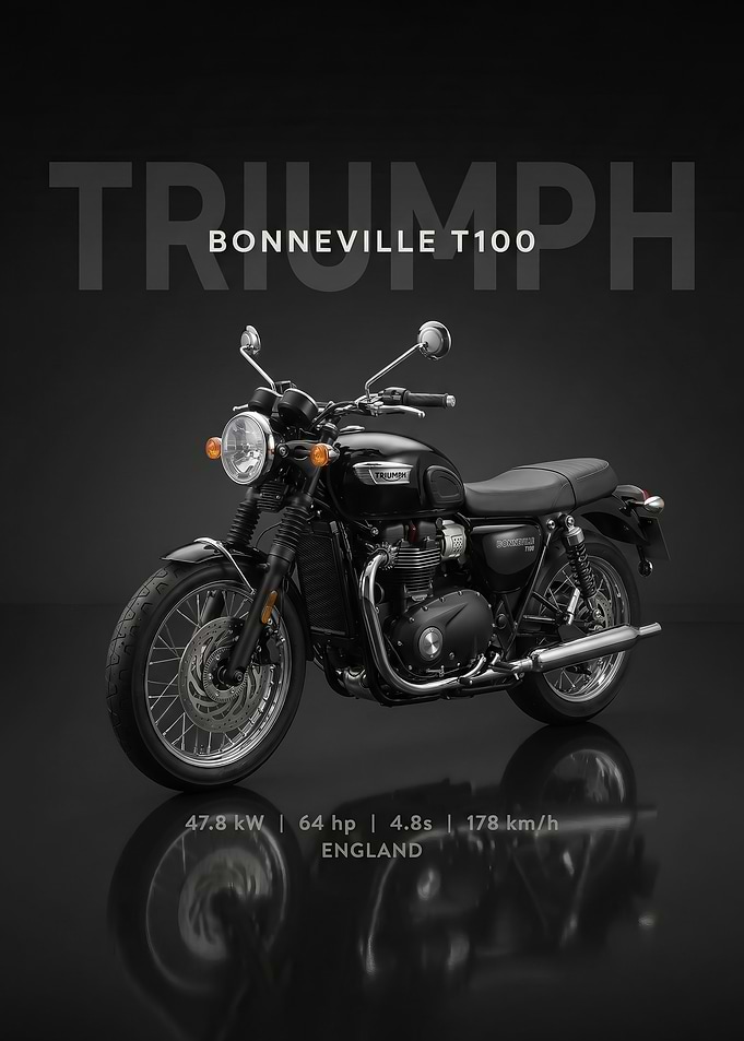 A sleek black Triumph Bonneville T100 Motorcycle