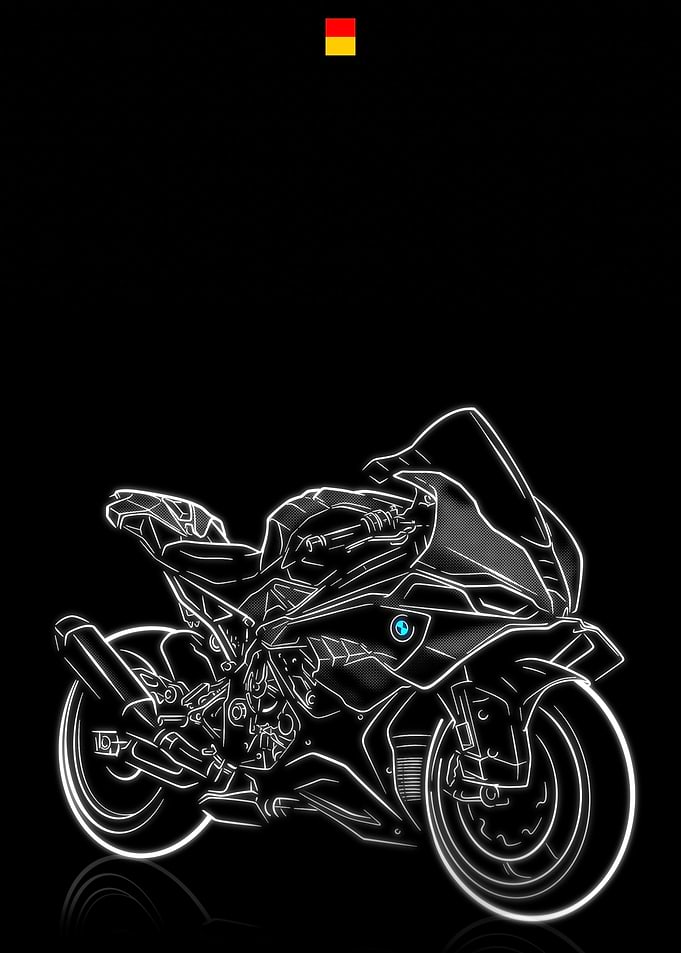 BMW Motorcycle Neon Outline