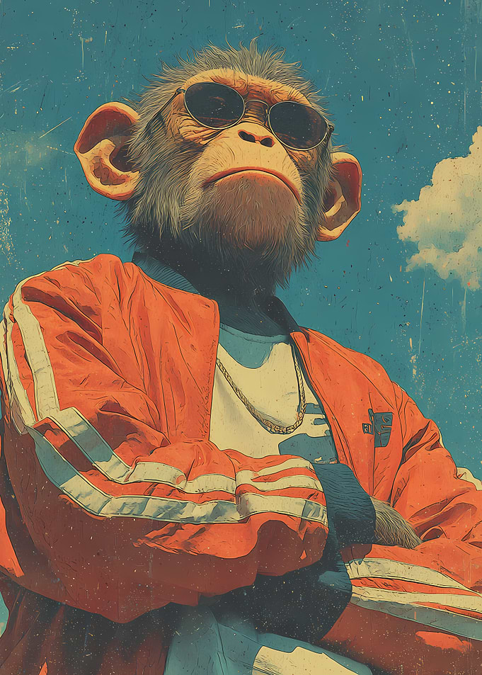 Cool Monkey Wearing Sunglasses and Jacket