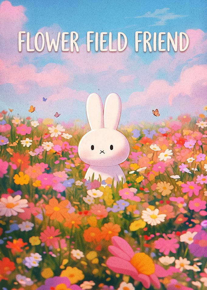 Cute Bunny in a Flower Field